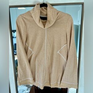 Anthropologie Maeve Size XS Orange White Striped Cowl Neck Tunic Top Cotton
